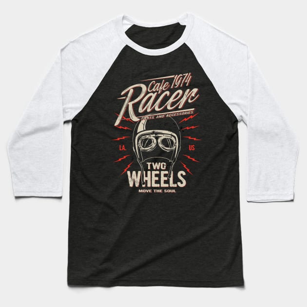 Cafe Racer 1974 vintage two wheels custom style Distressed Baseball T-Shirt by SpaceWiz95